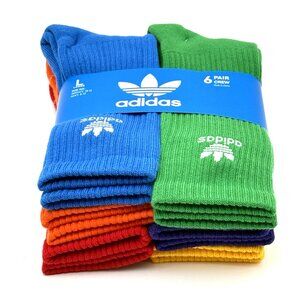 adidas Originals Trefoil Sock 6 Pairs Crew Length Bright Multicolor Unisex Large